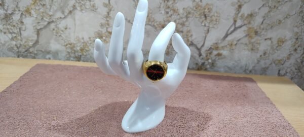 Stripe Gold Designer Ring Watch - Black Dial - Image 5