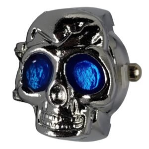 Chrome Skull Ring (Blue Eyes)