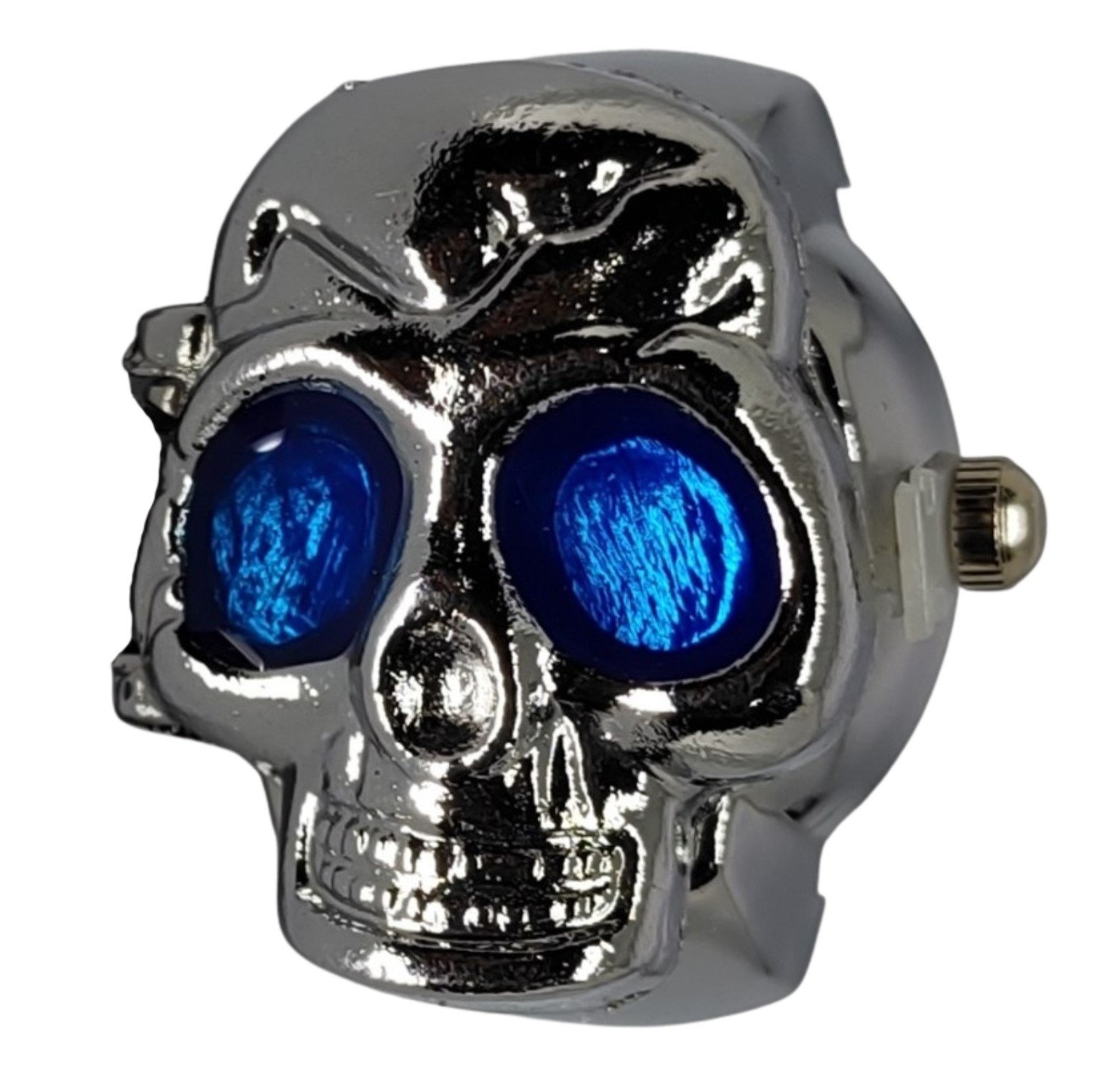 Chrome Skull Ring (Blue Eyes)