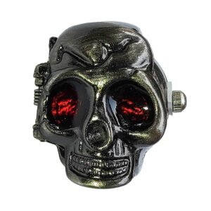 Skull Shaped Ring Watch with Red Reflective Eyes